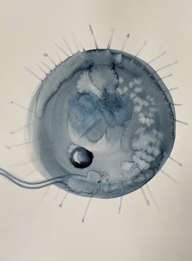 Protozoan, aquarelle on paper, 32 x 24 cm, 2020