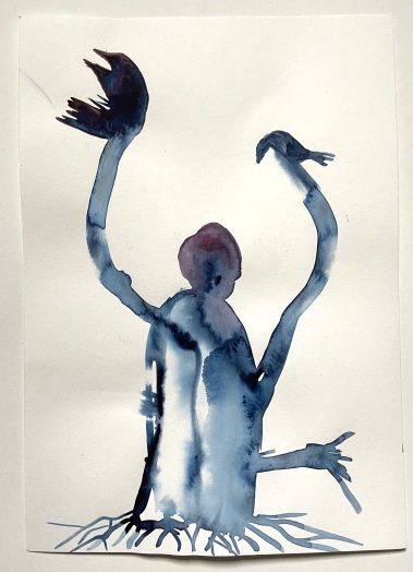 Birds, aquarel op papier 29 x 21 cm